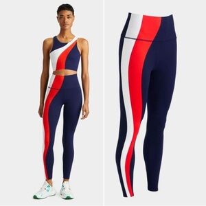 G/Fore G4 Operative High Rise Striped Leggings in SOFT OPS Tri Stripe Blue XL